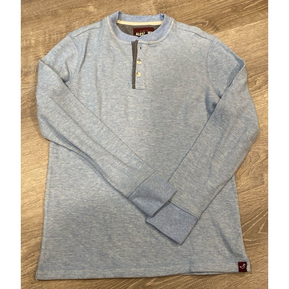 Alesbury‎ Classic Grey Henley Long Sleeve Thermal Knit Shirt Size S